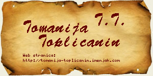 Tomanija Topličanin vizit kartica